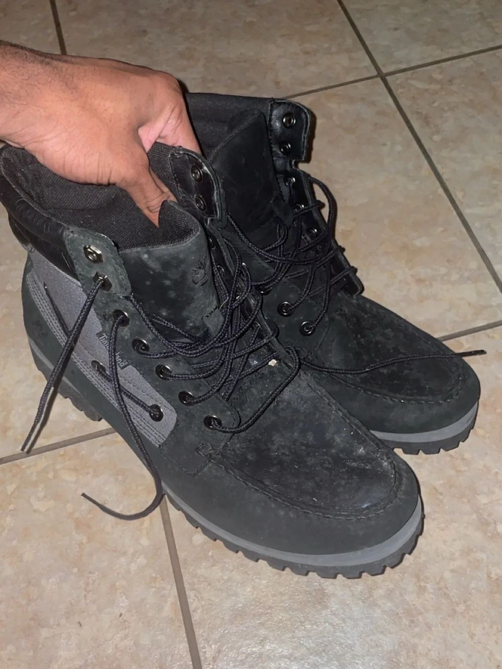 Timberland Black and Gray Lace-Up Men's Boots